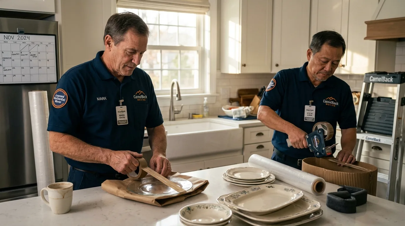 Professional crew packing kitchen dishware in Monticello, AR